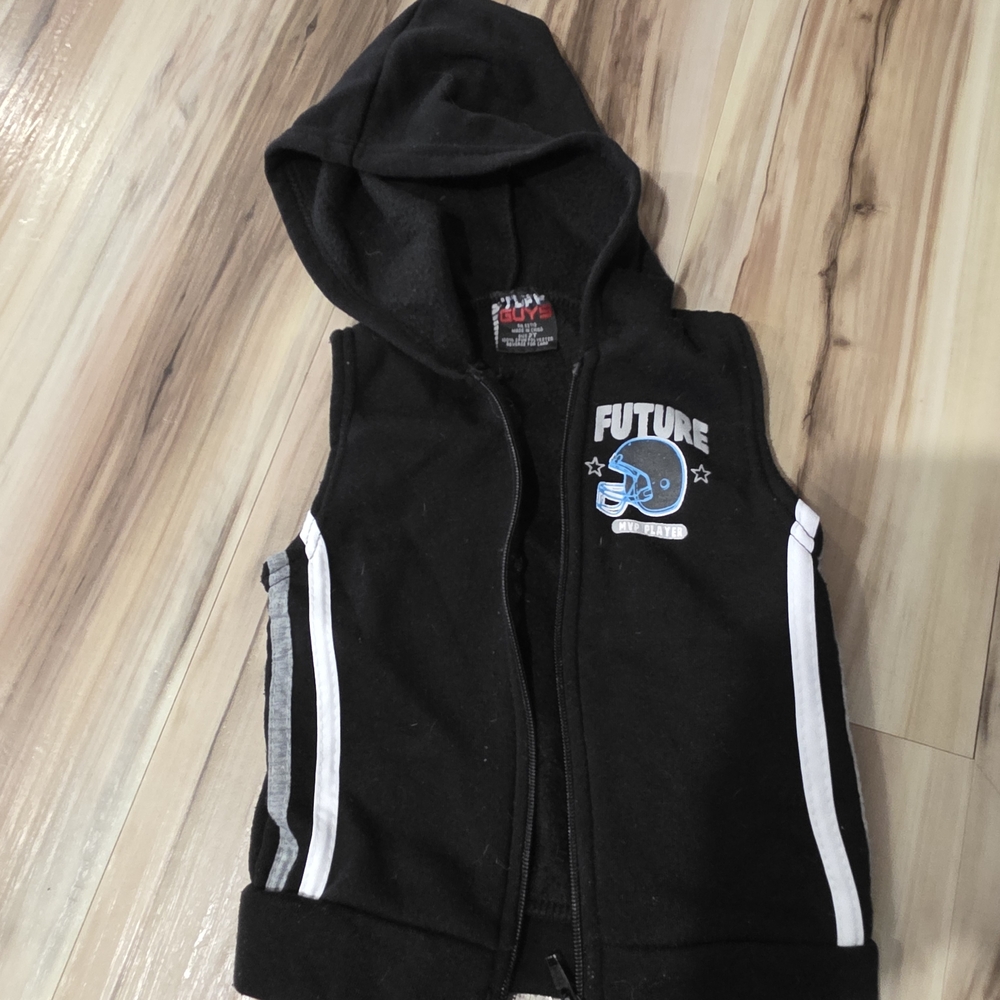 Kids Black Sleeveless Hoodie with Fun Design